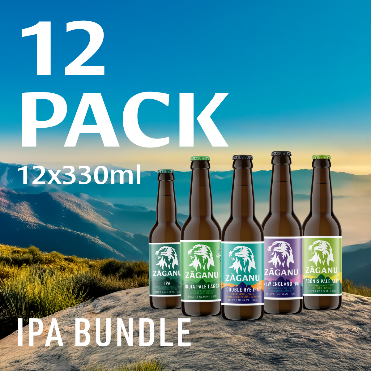 12 pack Zăganu IPAs (6 different styles x 2 330ml bottles)