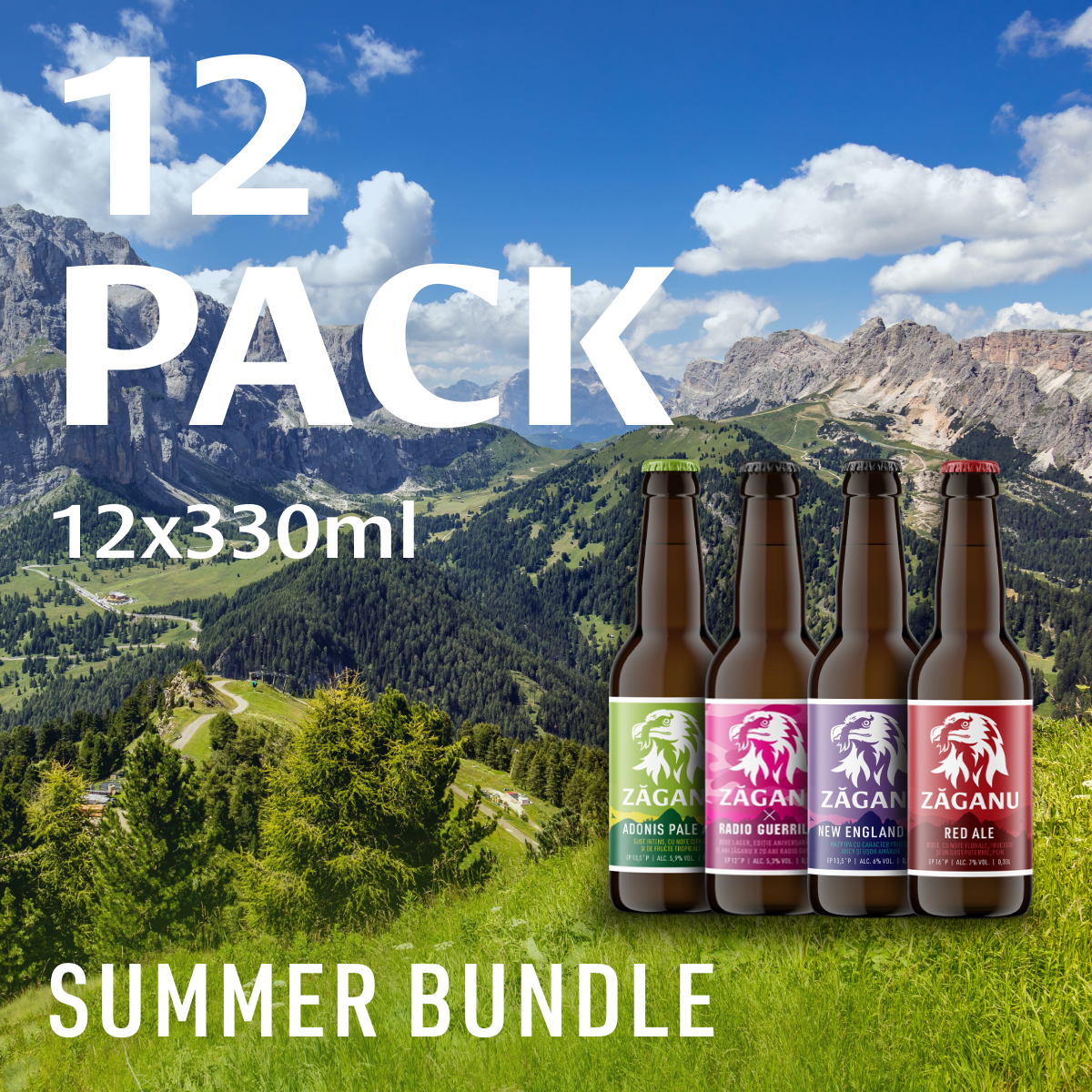 12 pack Zăganu Summer Bundle (4 stiluri diferite x 3 sticle 330 ml)