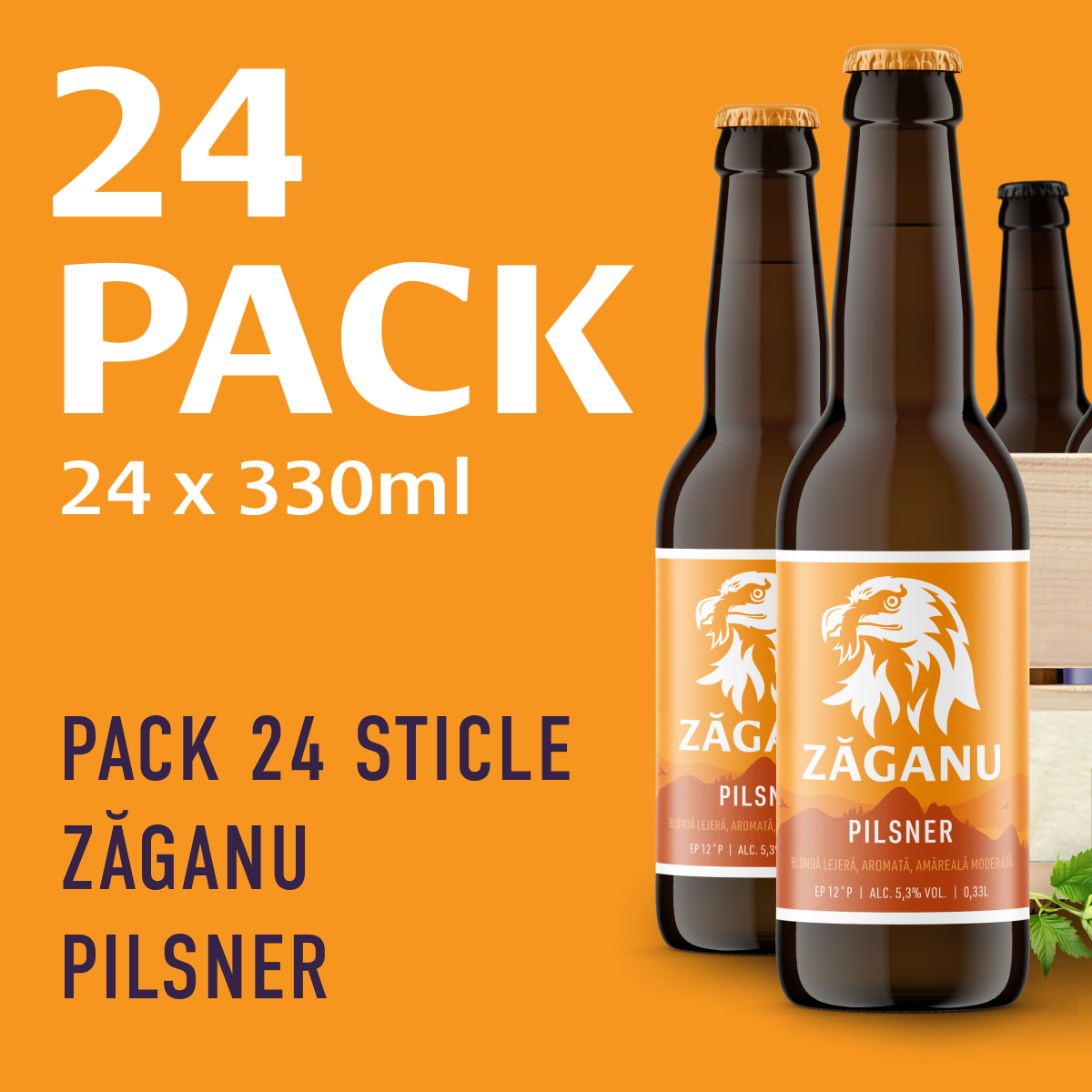 24 pack ZĂGANU Blondă (Pilsner) 330 ml
