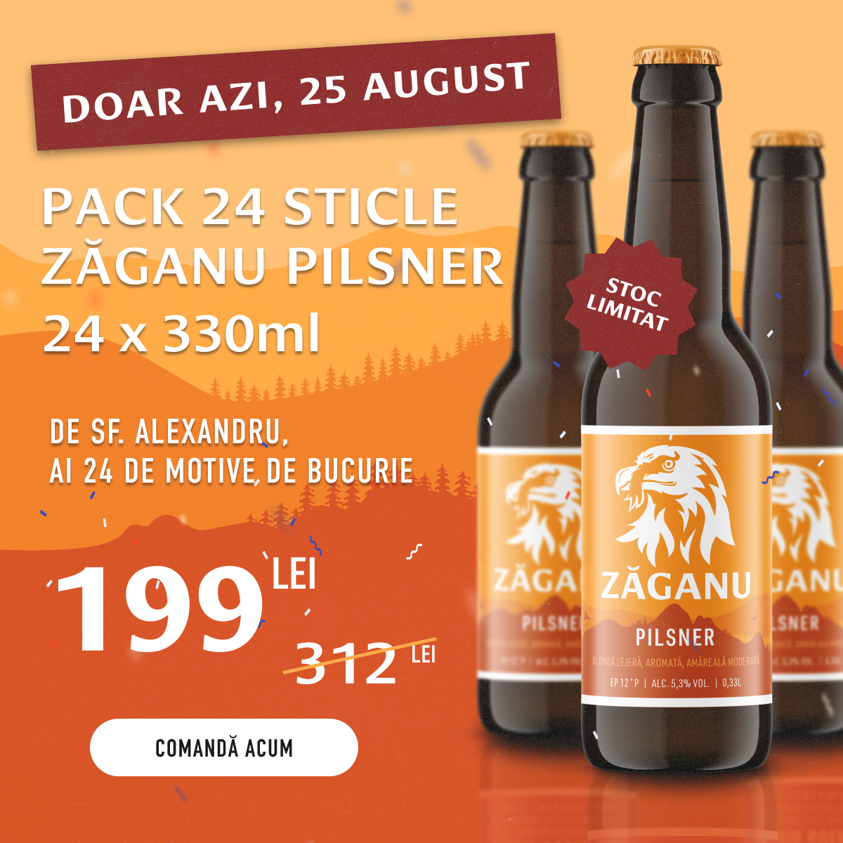 24 pack ZĂGANU Blondă (Pilsner) 330 ml