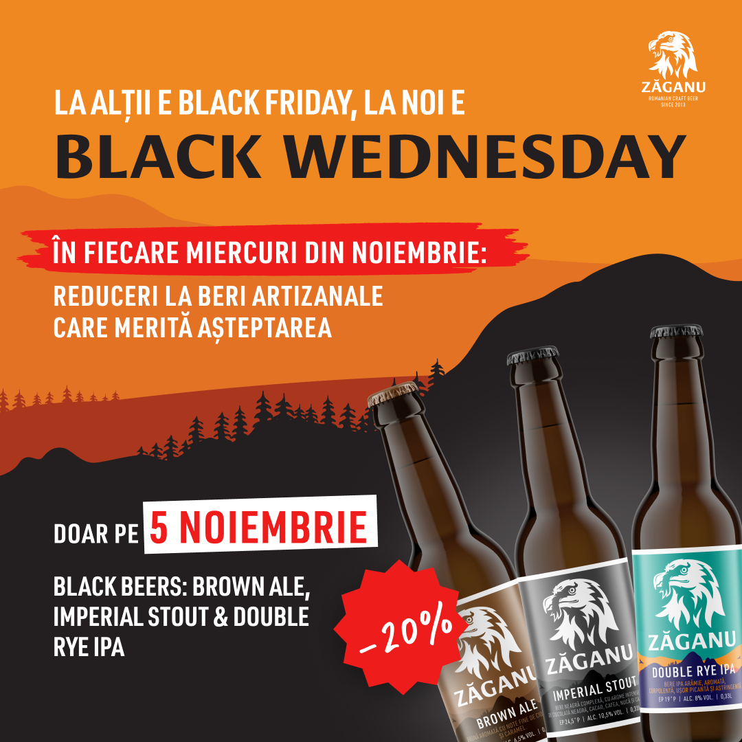 12 pack Zăganu Black Wednesday Bundle (3 stiluri x 4 sticle 330 ml)