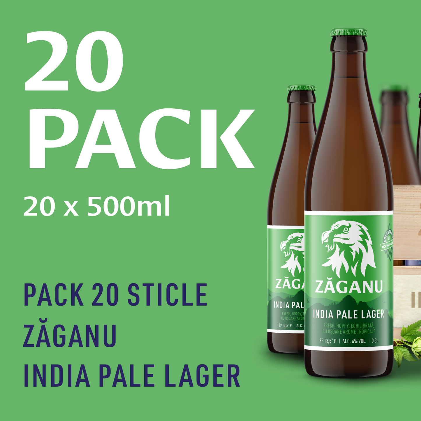 20PACK ZĂGANU IPL (India Pale Lager) 500ml