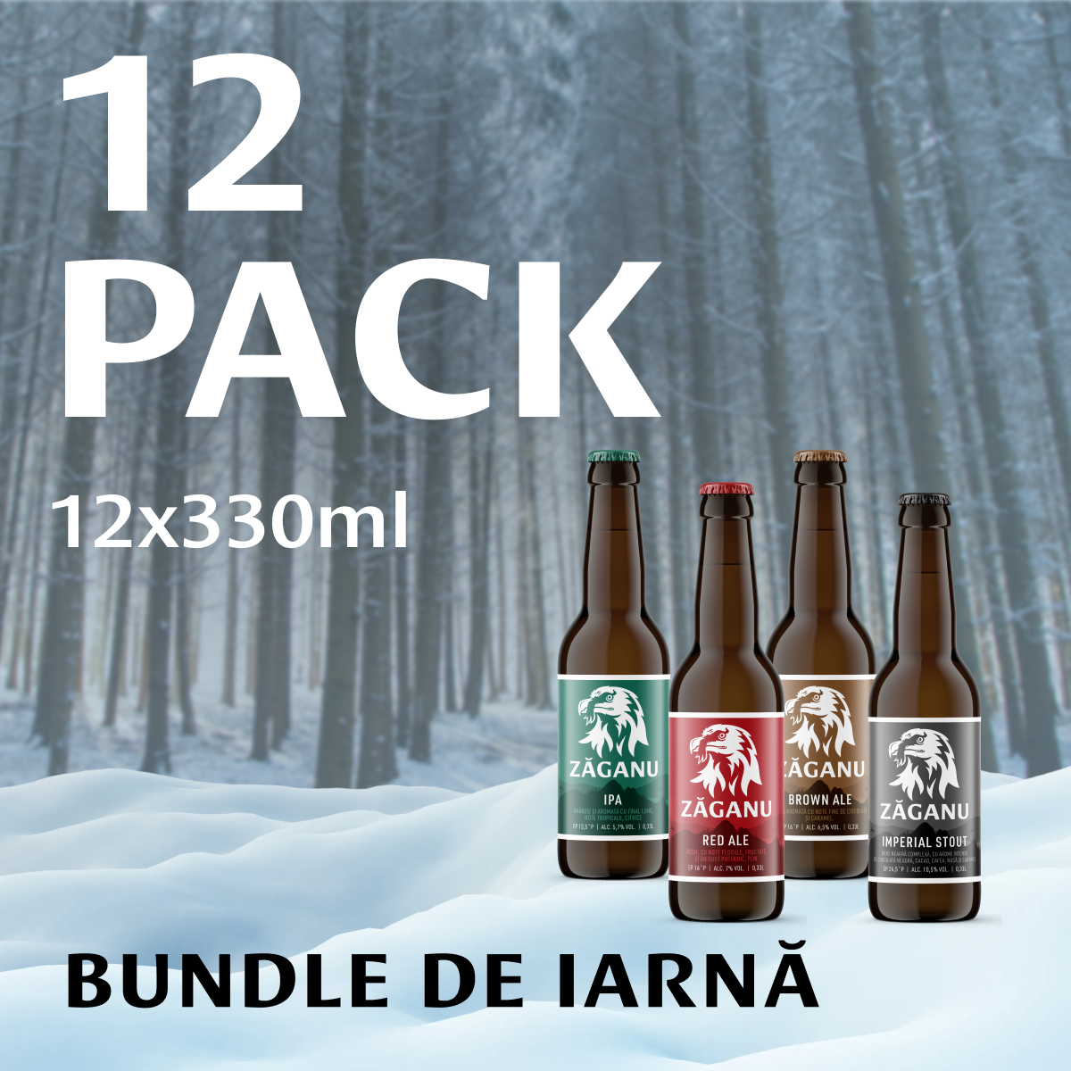 12 pack Zăganu Pack de Iarnă (4 stiluri diferite x 3 sticle 330 ml)