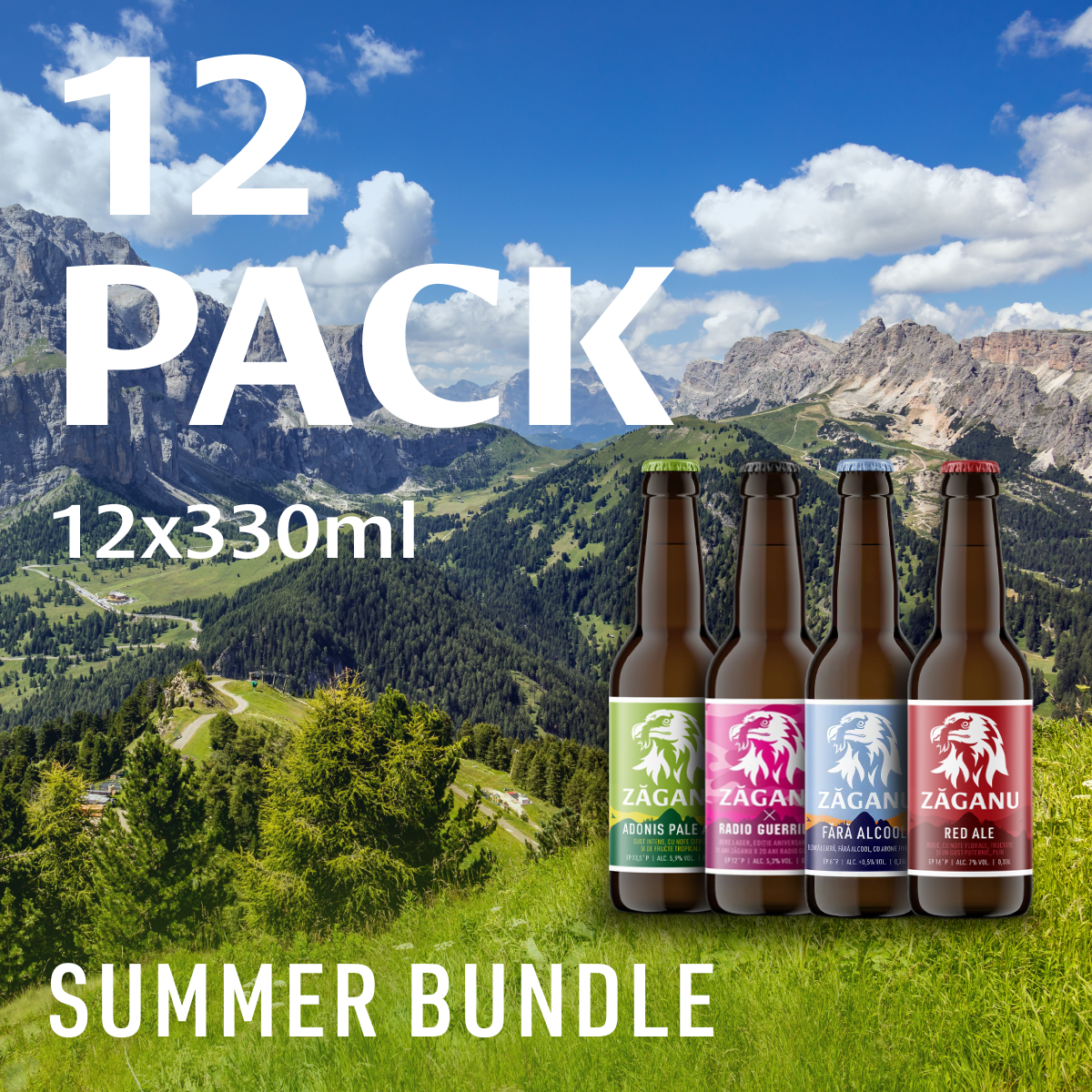 12 pack Zăganu Summer Bundle (4 stiluri diferite x 3 sticle 330 ml)